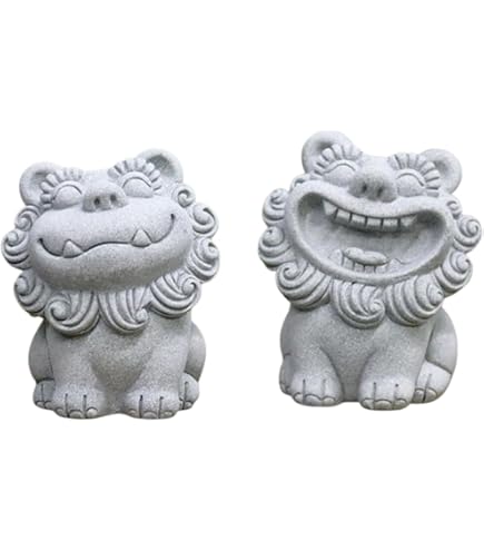Amazon.co.jp: 置物獅子狛犬縁起物オブジェ陶器(検骨董品古玩レトロ