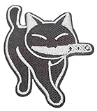 ネコ 猫 ねこ ナイフ にっこり ワッペン アイロン パッチ のり付き アメリカン雑貨