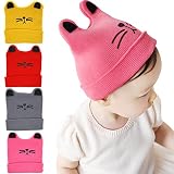 duophy 4 pcs赤ちゃん猫耳帽子幼児用かわいいKittyキャップ幼児ニットビーニー暖かい冬キャップ