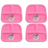 Zak Designs Zak 。Ware Kids 3-sectionプレート、BPAフリープラスチック、4 -パック ピンク 1793-0010