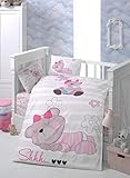 lamodahome 5 pcs Baby Cute Sleepy Bear Lovelyハートピンク花Dreamer幼児用コットン寝具コットン布団セット、トルコ100 %コットンNursery [ 