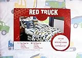 Red Truck Boys Bedding 3 Piece Twin Sheet Set Construction Vehicles Dump Trucks Back Hoes Bulldozers