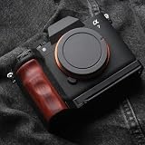 RYDSCAM 実木 カメラグリップ 、対応 Sony ソニー a7v A7M5 α7V Alpha 7 Mark V カメラ専用 L型クイックリリース プレート·独自防滑指溝·超極細繊維植絨·高級珍木 木製ハンドル (赤檀-黒板)