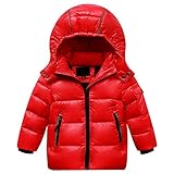 LJYH キッズの羽毛ジャケット冬ショートコート帽子のダウンジャケット7色の男の子と女の子コート　レッド　90cm