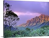 Greg Vaughnプレミアムシックラップカンバスウォールアートプリント題名ハワイ、カウアイ島、na pali coast、Kalalau Valley、kaaalahina Ridge 40" x
