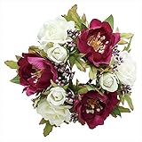 エルアーツ 造花 ヌベールローズリング 直径12cm・花径2~6.5cm ワイン E3787-09
