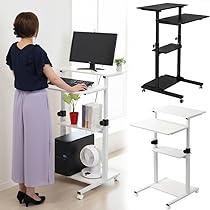 【新品】キャスター付き　楽々　スタンディング昇降デスク【届いてすぐ使える】　白 新品】キャスター付き 楽々 スタンディング昇降デスク【届いて