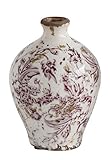 Creative Co-Op DA6734 Medium Violetterra Cotta Vase with Transferware Pattern [並行輸入品]