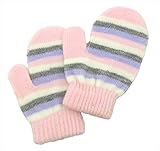 panda family(パンダファミリー) ボーダー柄 ベビー用 ミトン 手袋 紐なし ライトピンク