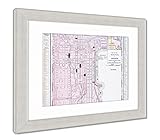AshleyフレームプリントカラーStreet CityマップのシカゴイリノイILアメリカ、壁アートホーム装飾、ag5592397 30x26 Silver Frame 5592397-AFPP1-S