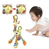 Plush Lovely GiraffeおもちゃDevelopmental Interactive幼児ベビーHandbells RattlesソフトハンドルToys for Crib高椅子(カラーラン