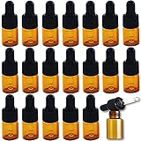 dilib スポイト遮光瓶 2ml 20本セット アロマオイル エッセンシャルオイル 精油 保存用 ガラス製 茶色 遮光瓶 ガラスボトル アンバー (2ml, 20本)