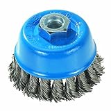 Walter 13F354 Knot Twisted Wire Cup Brush, Threaded Hole, Carbon Steel, 3' Diameter, 0.020' Wire Dia