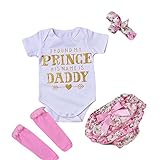 Davcor Moring ベビー服 女の子の服 カバーオール 半袖ロンパース カジュアルセット 4点セット 女の子 新生児 肌着春 夏 可愛い かわいい ピンク 英字ロンパース 花柄ぶるま 衣装 通