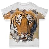 Twisted Envy Fierce Tiger Faceベビー幼児用面白い手織り印刷ベビーTシャツ US サイズ: XL カラー: ホワイト