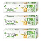 オルディ(Ordiy) キッチンポリ袋 M ロールタイプ 半透明 100枚入×3個セット コンパクト 食品保存 プラスプラス PP-RPK-HDM