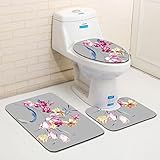 バスマットマットセット3ペディスタルバスマットとトイレカバー花のパターンのセット ( Color : 3 )