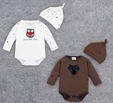 ベビー赤ちゃん　新生児連体服+帽子 カバーオール ( 70-80-90-95cm)各サイズ一枚ずつ　　ブラウン 【4点】