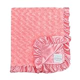 My Blankee Luxe Snail Back Satin Ruffle Satin Border Blanket, Coral, 28 x 35 by My Blankee