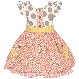 Countingデイジーベビーガールズグレーコーラルドットアールデコプリントドレス12 – 24 m カラー: ピンク