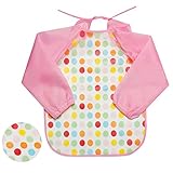 Seacan ベビー 幼児 お食事用 長袖 防水 エプロン かわいい柄 子供スタイ ビブ 保育園 ロングスリーブ 薄手 お着替え (ドットP)