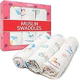 Muslin Swaddle Blanketsベビーガールズボーイズ、幼児、通気性100 %コットン、ソフトで快適な保育園ベッド用毛布、ライトとバープクロスセット、凧BicyclesとRocking馬