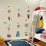 ZooArts カラフルな鉢植え子供の部屋 クリエイティブフラワー 蝶 取り外し可能な ウォールステッカー 壁デカール 壁紙