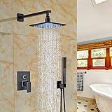 votamuta壁マウントLEDライト8 "雨シャワー蛇口セット1ハンドル切替弁ミキサーバルブwithハンドヘルドスプレーヘッド、オイルはブロンズ