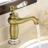 Fuloon　バスルーム・キッチン用　洗面用　蛇口　冷熱調整可能　銅　13cm　クラシック・アンティーク　レトロ　おしゃれ　シングルレバー混合栓 (銅色)