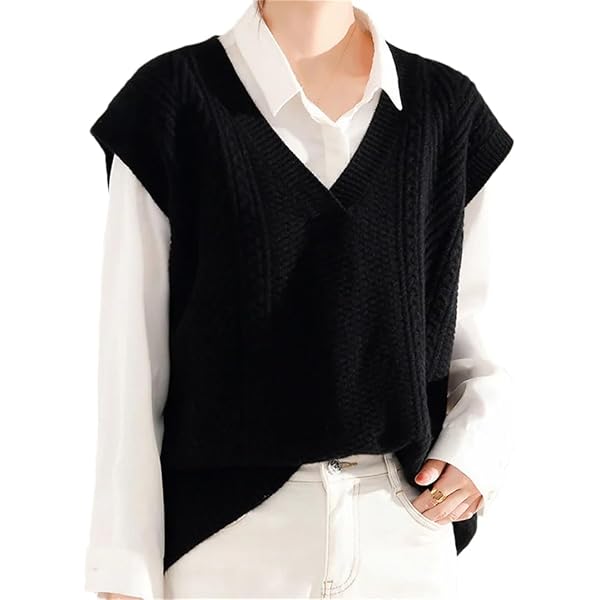 FireSwan Women's Striped Color Block Sweater Vest - Cap Sleeve, Crew Neck, Loose Knit Summer Top - View #13