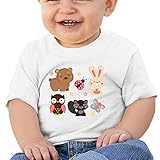 かわいい漫画の動物の笑顔子供服 ベビーTシャツ 半袖 男の子 女の子 クルーネック カジュアル