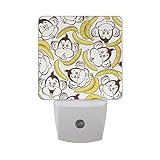 Alaza LED Night Light withスマートDusk to Dawnセンサー、面のサルとバナナプラグin Night Light Great Forベッドルームバスルーム、廊下、階段ま