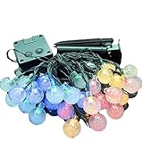 KuGi イルミネーション ソーラー LEDライト 丸い形 長さ6m 30個led電球 防雨 防水IP65 室内室外 飾り ランプ ソーラー充電式 電気代不要 結婚式 学園祭 ガーデンパーティー フェ