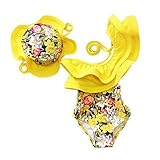 女の子子供用ツーピース花柄水着ビキニセット水泳帽子水着Bathers カラー: イエロー