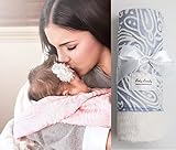 Baby Laundry Minky Swaddler, Swaddling Blanket for Boys Girls - Blue & White (36 x 28) by Baby Laund