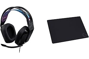 Logicool G ゲーミングヘッドセット G335 ゲーミング ヘッドセット 有線 軽量 3.5mm 立体音響 + マウスパッド G240 クロス表面 [ G335BK + G240f ] ステレオ 2.1ch フリップミュート マイク付き PS