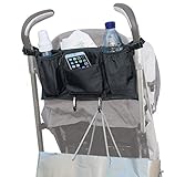 hanano ベビーカー用 多機能 小物入れ バッグ マザーズバッグ ドリンクホルダー フック付き ペットボトル 哺乳瓶 収納 簡単 取り付け (タイプA)