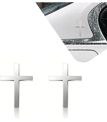 Zikefest 2PCS Cross Car Decals, Metal Jesus Cross Badge Stickers, 3D
