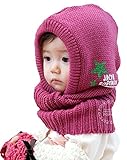 【Calor】 選べる4色 かわいい フード付き ネックウォーマー ニット帽 ベビー 防寒 マフラー (ピンク)