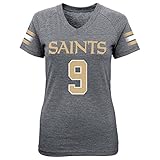 NFL Girls 7 – 16ドリュー・ブリーズNew Orleans Saints Girls – メインストライプVネックPlayer Name半袖Tシャツ、ヘザーグレー、S ( 7 – 8 )