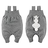 Baby Nest ベビー服 オーバーオール女の子 男の子 ウサギ コットン100% 秋冬春用 グレー 18-24M