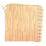 16-sqft Wood GrainフロアマットオークPlaymat 4-tile酷使Evaフォームwith 8-boarder by Poco Divo
