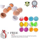 12 pcsスマートカプセル木製Easter Egg子供ベビー研究カラー形状ブロックパズル教育玩具Yolk Pretend Children PlayキッチンゲームCook Food