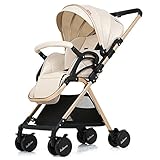 (Newox) ベビーカー 両対面ベビーカー セカンドベビーカー 対面押す可能 リクライニング 片手開閉タイプ 冬対策 (カーキ)