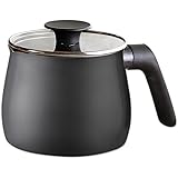 【1台7役】アイリスオーヤマ 焼付け塗装 マルチポット 約2.2L IH対応 鍋 ミルクパン 片手鍋 やかん ポット 揚げ物 ダイヤモンドコート MCP-14 ガラスふた付き ブラック