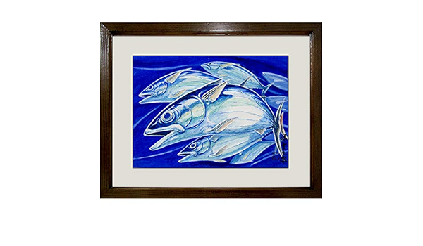 Amazon Co Jp 安藤洋重 勝つ魚の群れ 洋画 動物画 魚 カツオ 鰹 勝魚 縁起物 その他の絵画 B4742 ホーム キッチン