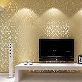 QIHANG European Vintage Luxury Damascus Wall Paper PVC Embossed Textured Wallpaper Roll Home Decorat