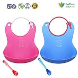 Raymoon ベビー　食事用スタイ エプロン　赤ちゃんビブ　シリコン製　大きいポケット付き 軽くて柔らかい 食事こぼしキャッチ　持ち運び便利　プレゼント　出産祝い　洗濯可　防水　前掛け