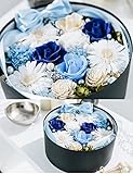 プリザーブドフラワー 超豪華アレンジボックス 丸型 (ブルー)