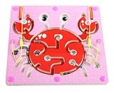 両面木製キッズのおもちゃの迷路パズル教育迷路ゲームルード、カニ